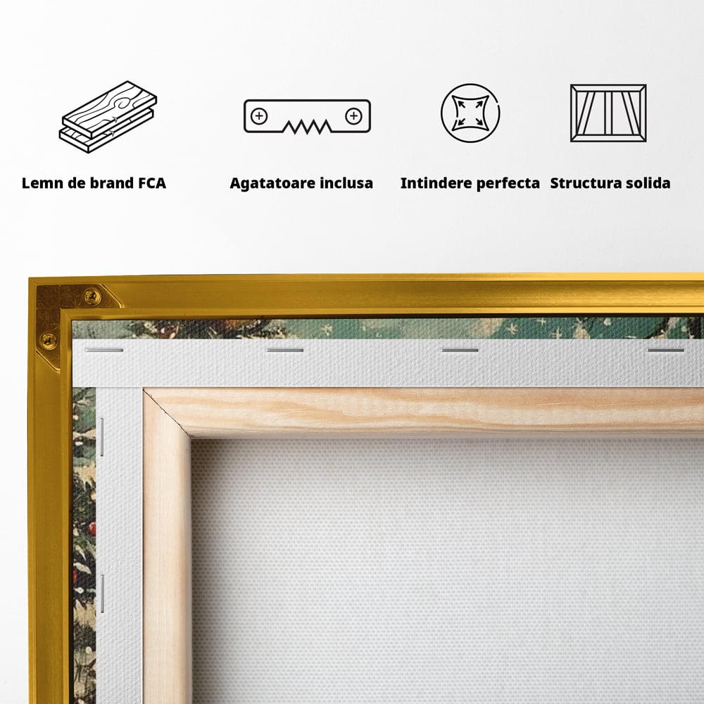 Tablou Canvas Premium, LuxCanva® D1100, Sub Steaua Craciunului, Speranta, Stele, Familie, Fetita, Impodobire, Ajun, Craciun, Miracol, Asteptare, Vis, Copilarie, Amintiri, Living, Dormitor