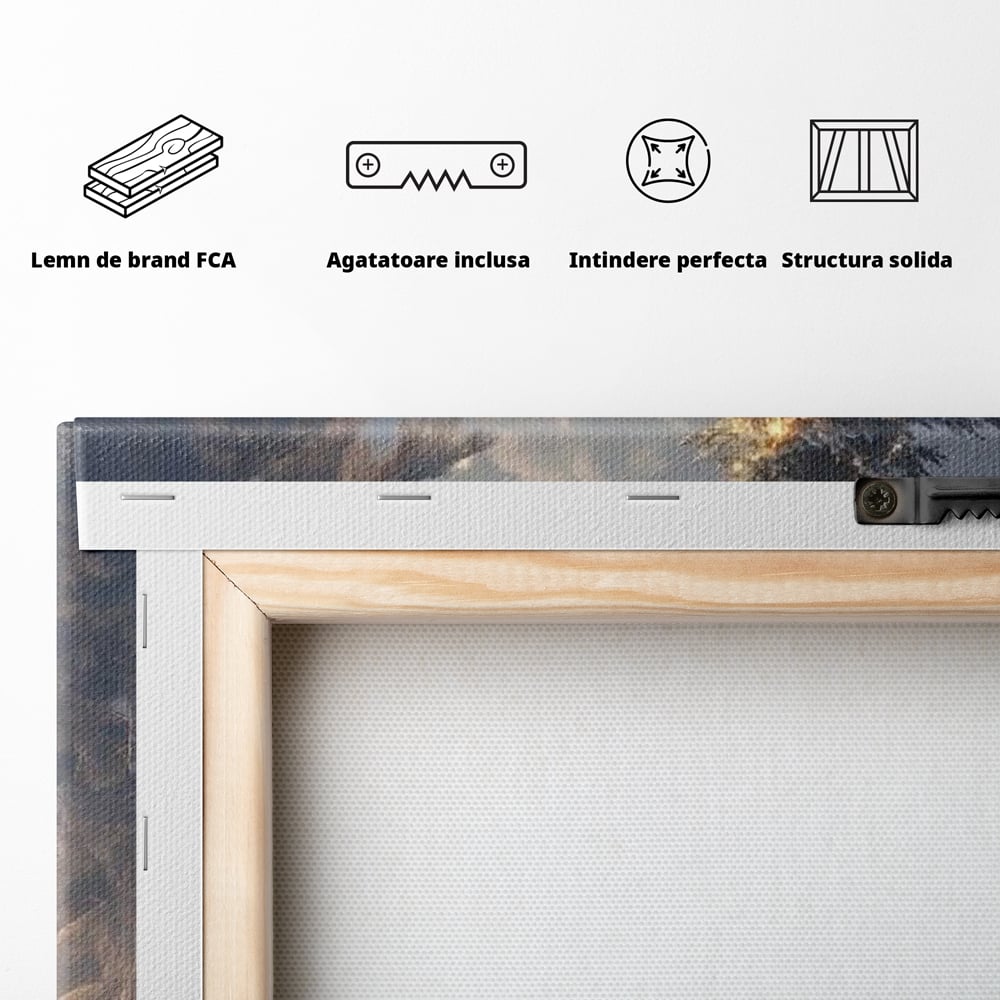 Leinwandbilder Premium, LuxCanva® D1103, Waldengel, Winter, Nacht, Gelassenheit, Gruppe, Hirsch, Tannenbaum, Dekoriert, Wald, Magie, Märchen, Himmel, Sternenhimmel, Weihnachten, Charmant, Frieden, Wohnen, Schlafzimmer
