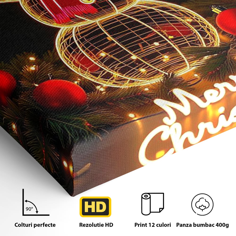Leinwand Wandbilder Premium, LuxCanva® D1105, Urlaub Märchen, Lichter, Weihnachten, Schneemann, Schneekugeln, Rot, Rot, Glitter, Glitzer, Urlaub, Spaziergang, Straße, Park, Kinder, Wohnen, Schlafzimmer