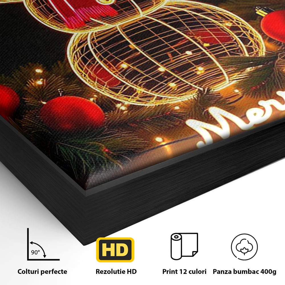 Leinwand Wandbilder Premium, LuxCanva® D1105, Urlaub Märchen, Lichter, Weihnachten, Schneemann, Schneekugeln, Rot, Rot, Glitter, Glitzer, Urlaub, Spaziergang, Straße, Park, Kinder, Wohnen, Schlafzimmer