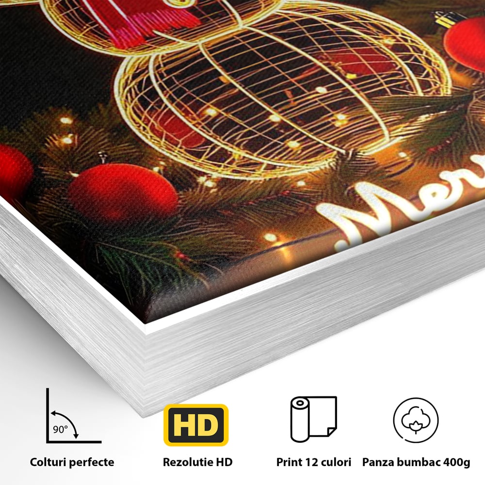 Leinwand Wandbilder Premium, LuxCanva® D1105, Urlaub Märchen, Lichter, Weihnachten, Schneemann, Schneekugeln, Rot, Rot, Glitter, Glitzer, Urlaub, Spaziergang, Straße, Park, Kinder, Wohnen, Schlafzimmer
