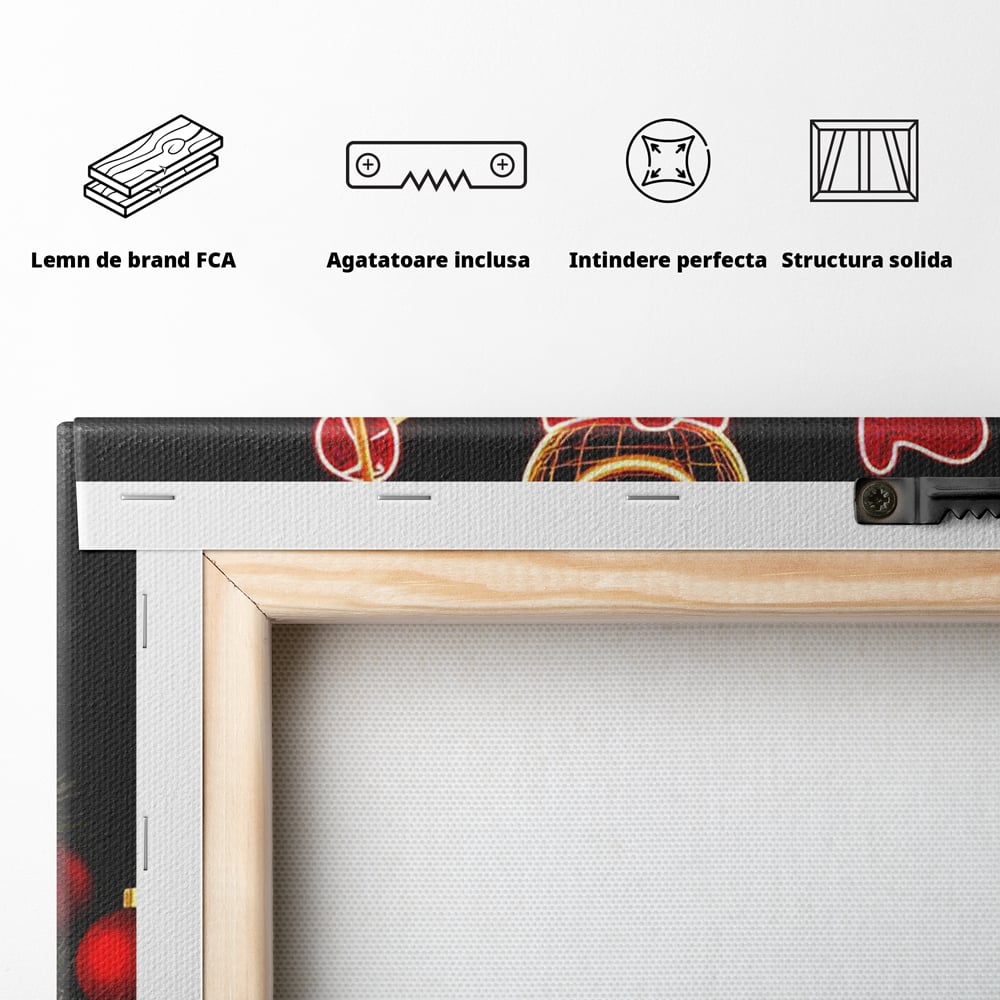 Leinwand Wandbilder Premium, LuxCanva® D1105, Urlaub Märchen, Lichter, Weihnachten, Schneemann, Schneekugeln, Rot, Rot, Glitter, Glitzer, Urlaub, Spaziergang, Straße, Park, Kinder, Wohnen, Schlafzimmer