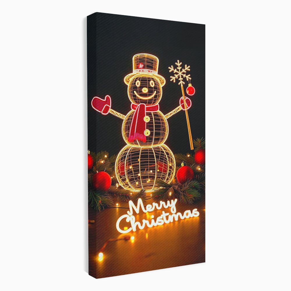 Leinwand Wandbilder Premium, LuxCanva® D1105, Urlaub Märchen, Lichter, Weihnachten, Schneemann, Schneekugeln, Rot, Rot, Glitter, Glitzer, Urlaub, Spaziergang, Straße, Park, Kinder, Wohnen, Schlafzimmer