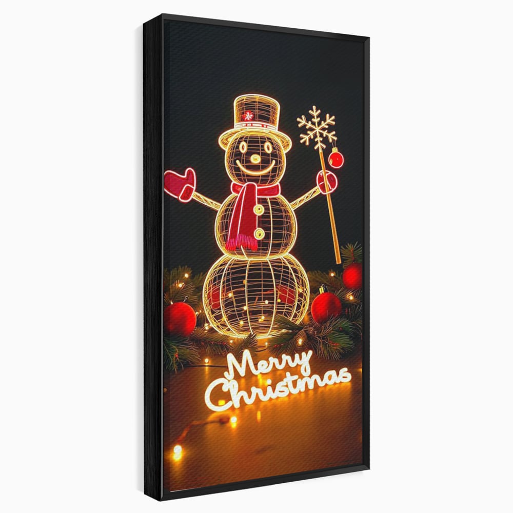 Leinwand Wandbilder Premium, LuxCanva® D1105, Urlaub Märchen, Lichter, Weihnachten, Schneemann, Schneekugeln, Rot, Rot, Glitter, Glitzer, Urlaub, Spaziergang, Straße, Park, Kinder, Wohnen, Schlafzimmer