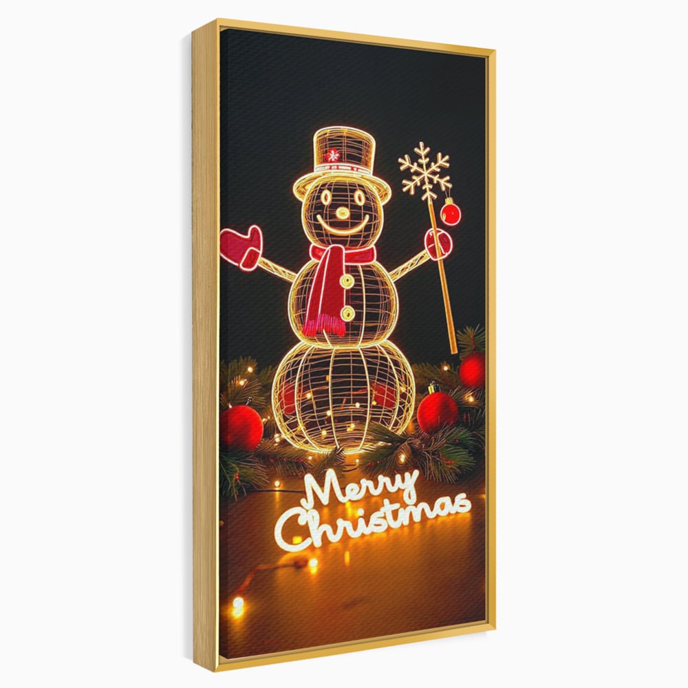 Leinwand Wandbilder Premium, LuxCanva® D1105, Urlaub Märchen, Lichter, Weihnachten, Schneemann, Schneekugeln, Rot, Rot, Glitter, Glitzer, Urlaub, Spaziergang, Straße, Park, Kinder, Wohnen, Schlafzimmer