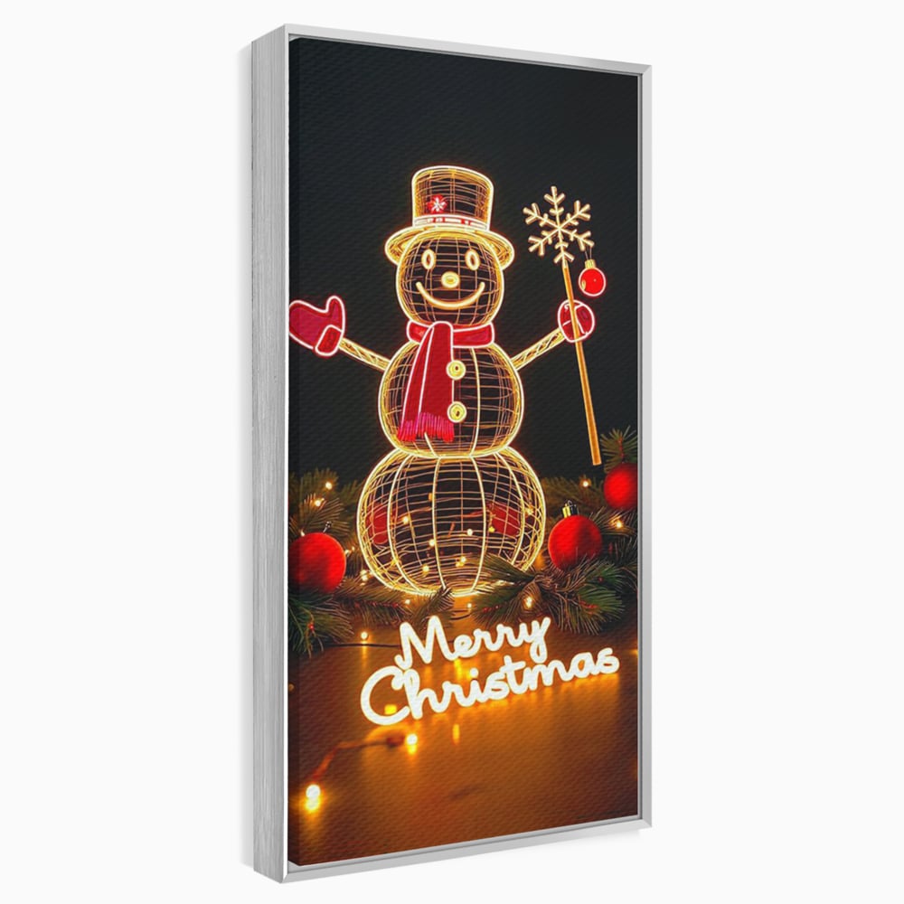 Leinwand Wandbilder Premium, LuxCanva® D1105, Urlaub Märchen, Lichter, Weihnachten, Schneemann, Schneekugeln, Rot, Rot, Glitter, Glitzer, Urlaub, Spaziergang, Straße, Park, Kinder, Wohnen, Schlafzimmer