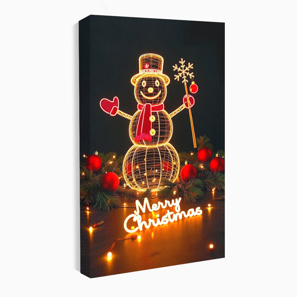 Leinwand Wandbilder Premium, LuxCanva® D1105, Urlaub Märchen, Lichter, Weihnachten, Schneemann, Schneekugeln, Rot, Rot, Glitter, Glitzer, Urlaub, Spaziergang, Straße, Park, Kinder, Wohnen, Schlafzimmer