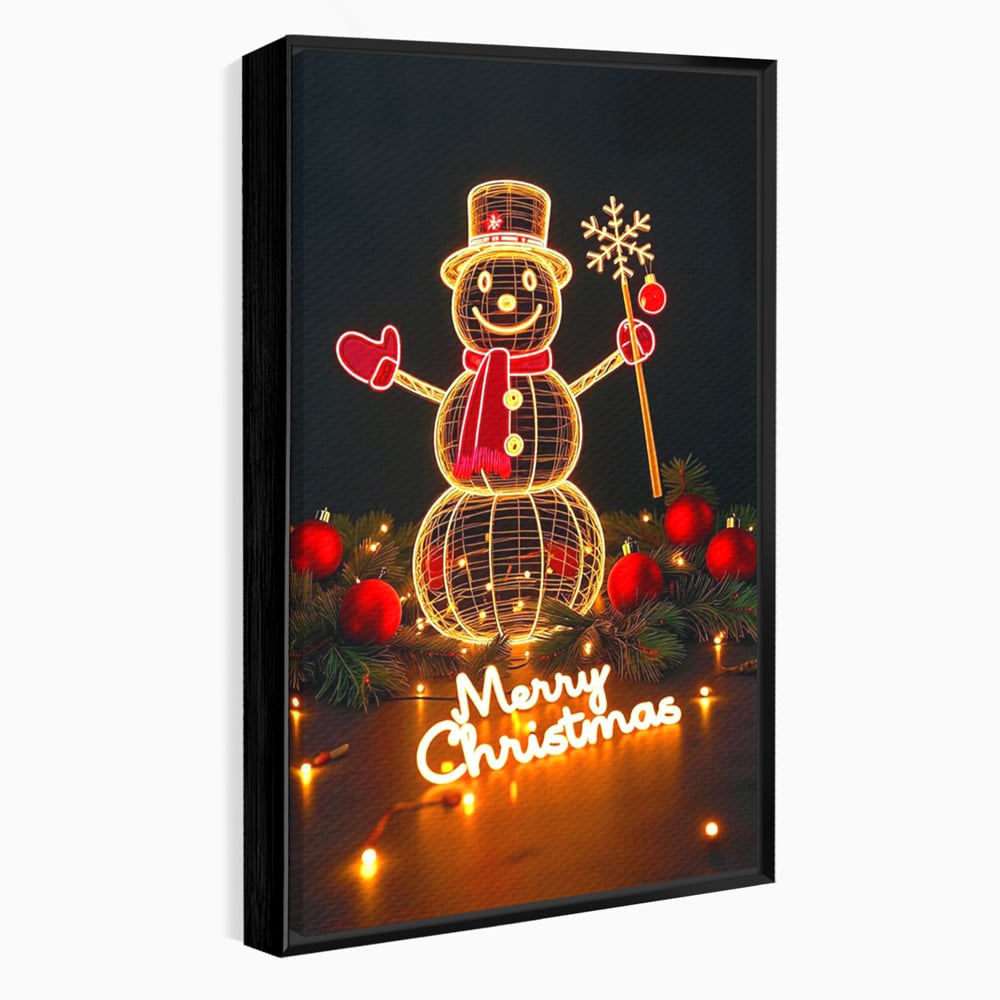 Leinwand Wandbilder Premium, LuxCanva® D1105, Urlaub Märchen, Lichter, Weihnachten, Schneemann, Schneekugeln, Rot, Rot, Glitter, Glitzer, Urlaub, Spaziergang, Straße, Park, Kinder, Wohnen, Schlafzimmer