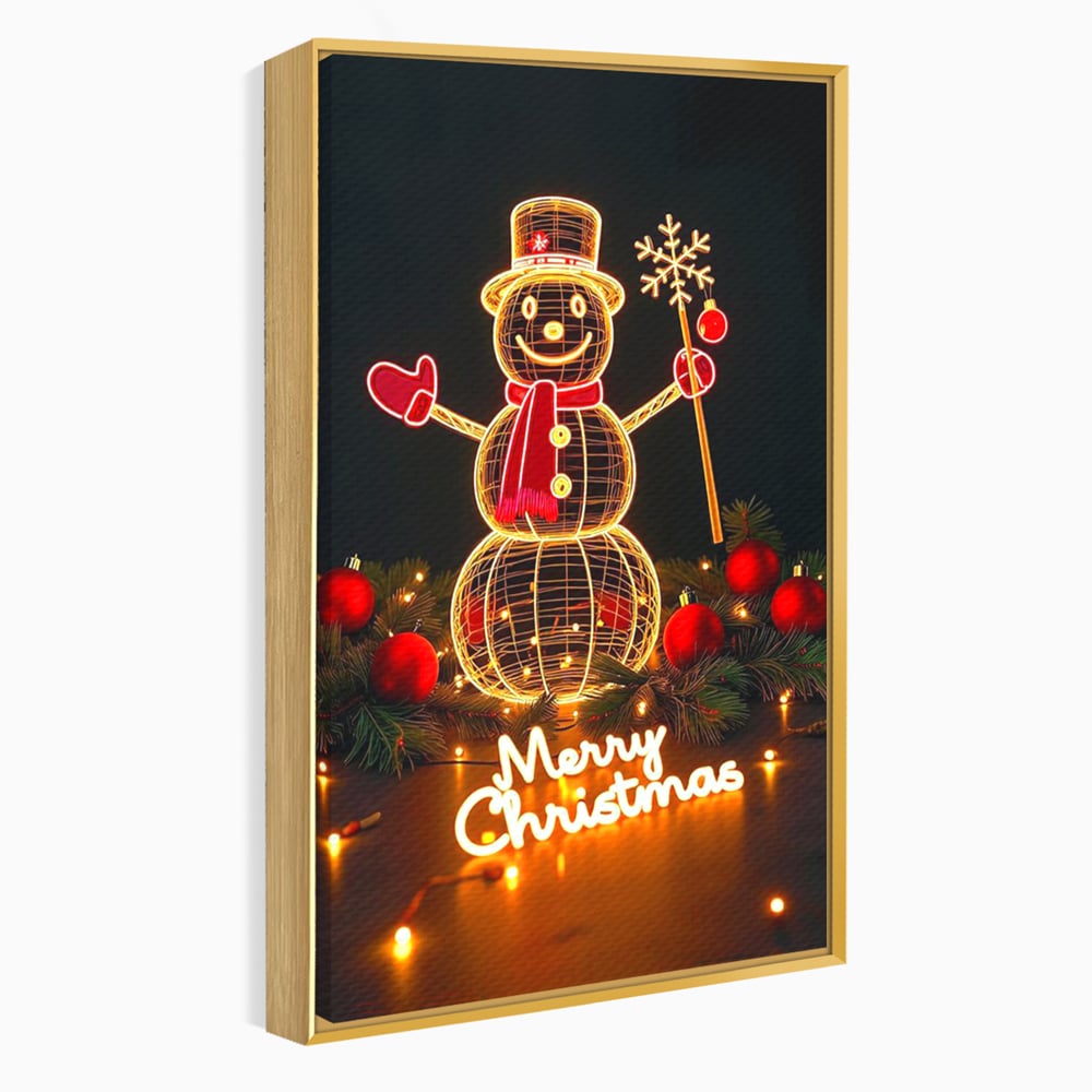 Leinwand Wandbilder Premium, LuxCanva® D1105, Urlaub Märchen, Lichter, Weihnachten, Schneemann, Schneekugeln, Rot, Rot, Glitter, Glitzer, Urlaub, Spaziergang, Straße, Park, Kinder, Wohnen, Schlafzimmer