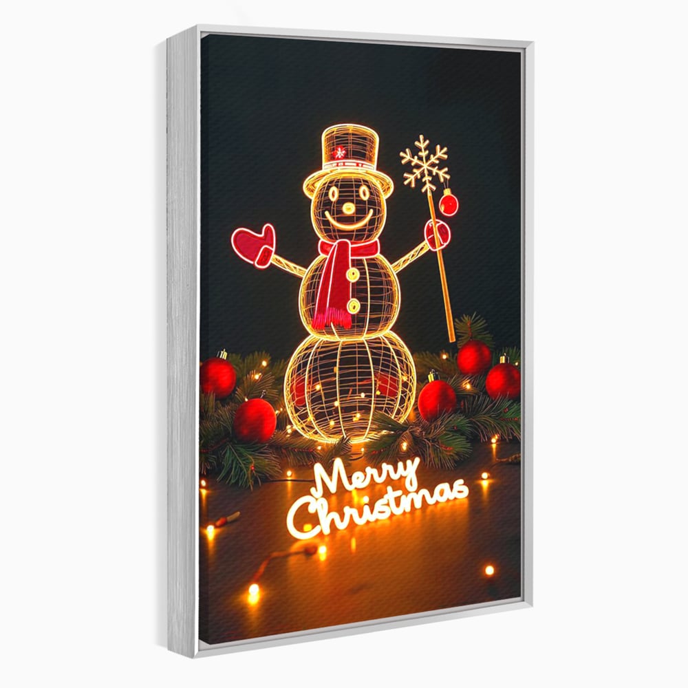 Leinwand Wandbilder Premium, LuxCanva® D1105, Urlaub Märchen, Lichter, Weihnachten, Schneemann, Schneekugeln, Rot, Rot, Glitter, Glitzer, Urlaub, Spaziergang, Straße, Park, Kinder, Wohnen, Schlafzimmer