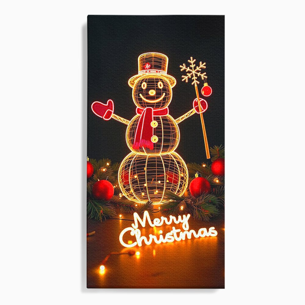 Leinwand Wandbilder Premium, LuxCanva® D1105, Urlaub Märchen, Lichter, Weihnachten, Schneemann, Schneekugeln, Rot, Rot, Glitter, Glitzer, Urlaub, Spaziergang, Straße, Park, Kinder, Wohnen, Schlafzimmer