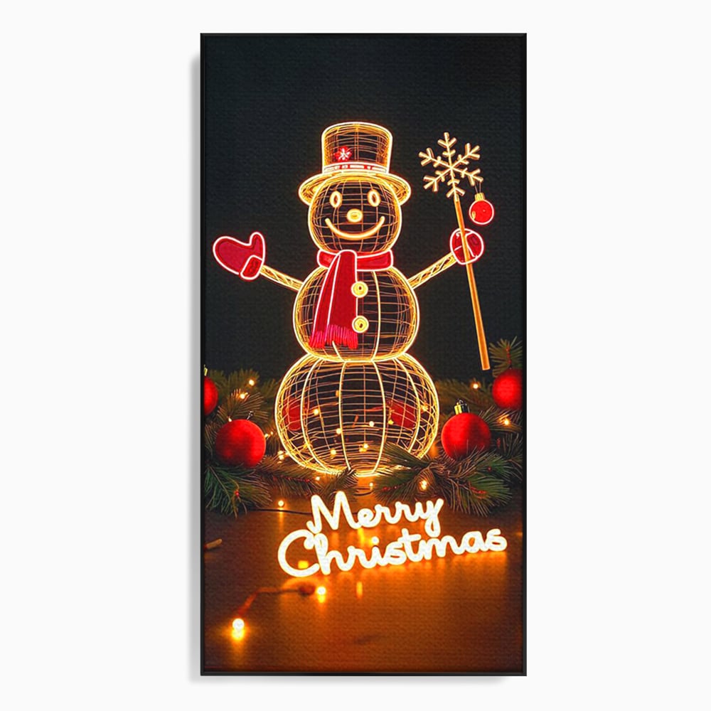Leinwand Wandbilder Premium, LuxCanva® D1105, Urlaub Märchen, Lichter, Weihnachten, Schneemann, Schneekugeln, Rot, Rot, Glitter, Glitzer, Urlaub, Spaziergang, Straße, Park, Kinder, Wohnen, Schlafzimmer