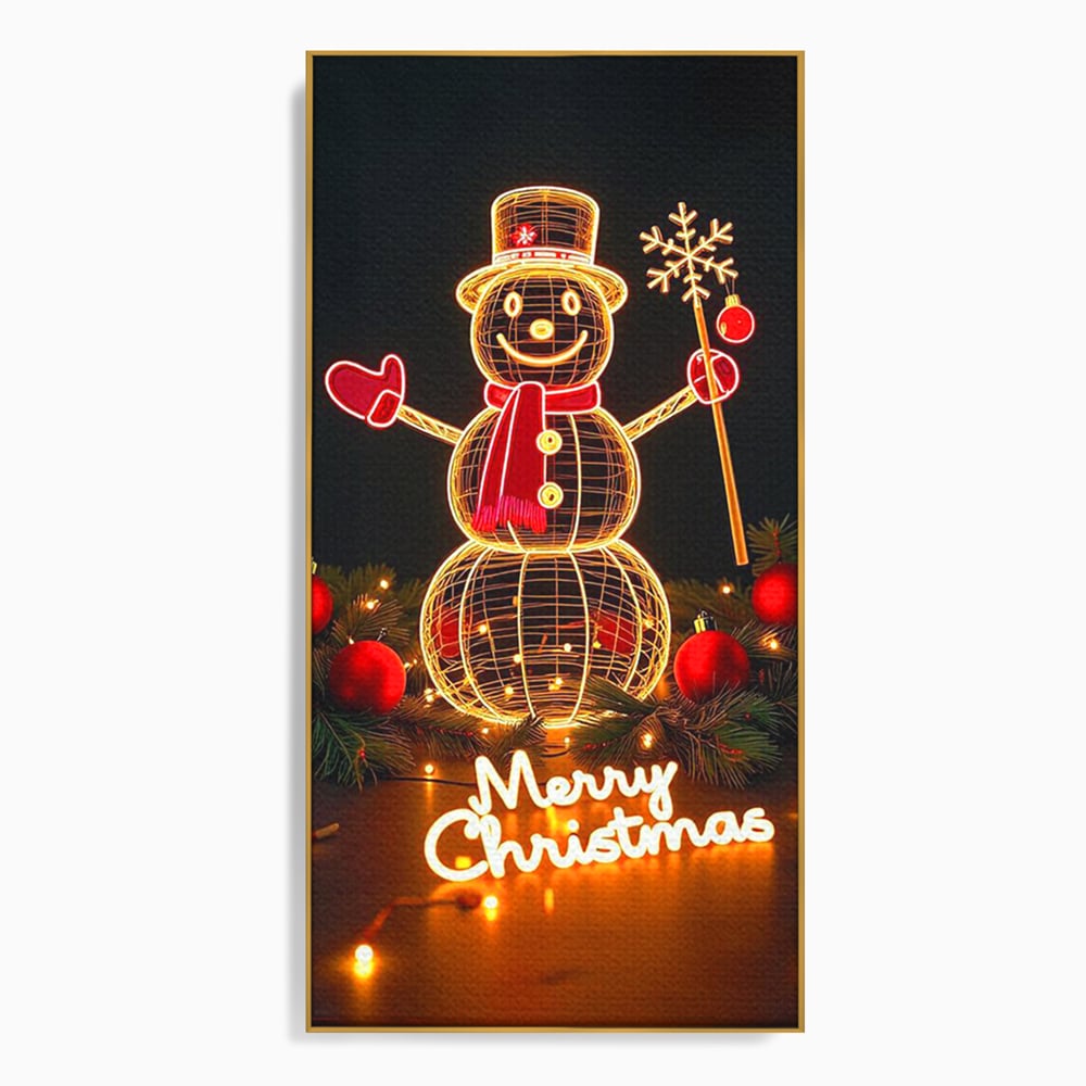 Leinwand Wandbilder Premium, LuxCanva® D1105, Urlaub Märchen, Lichter, Weihnachten, Schneemann, Schneekugeln, Rot, Rot, Glitter, Glitzer, Urlaub, Spaziergang, Straße, Park, Kinder, Wohnen, Schlafzimmer