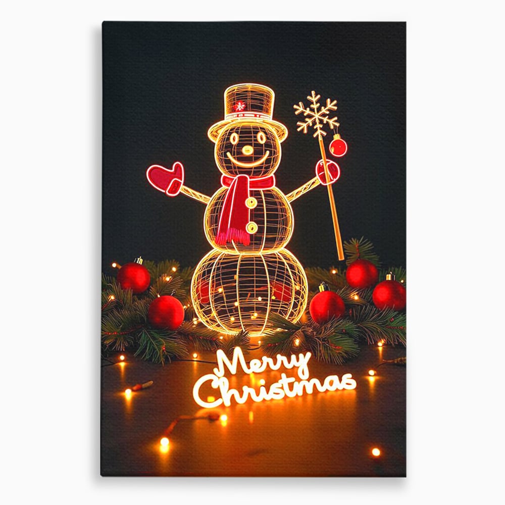 Leinwand Wandbilder Premium, LuxCanva® D1105, Urlaub Märchen, Lichter, Weihnachten, Schneemann, Schneekugeln, Rot, Rot, Glitter, Glitzer, Urlaub, Spaziergang, Straße, Park, Kinder, Wohnen, Schlafzimmer