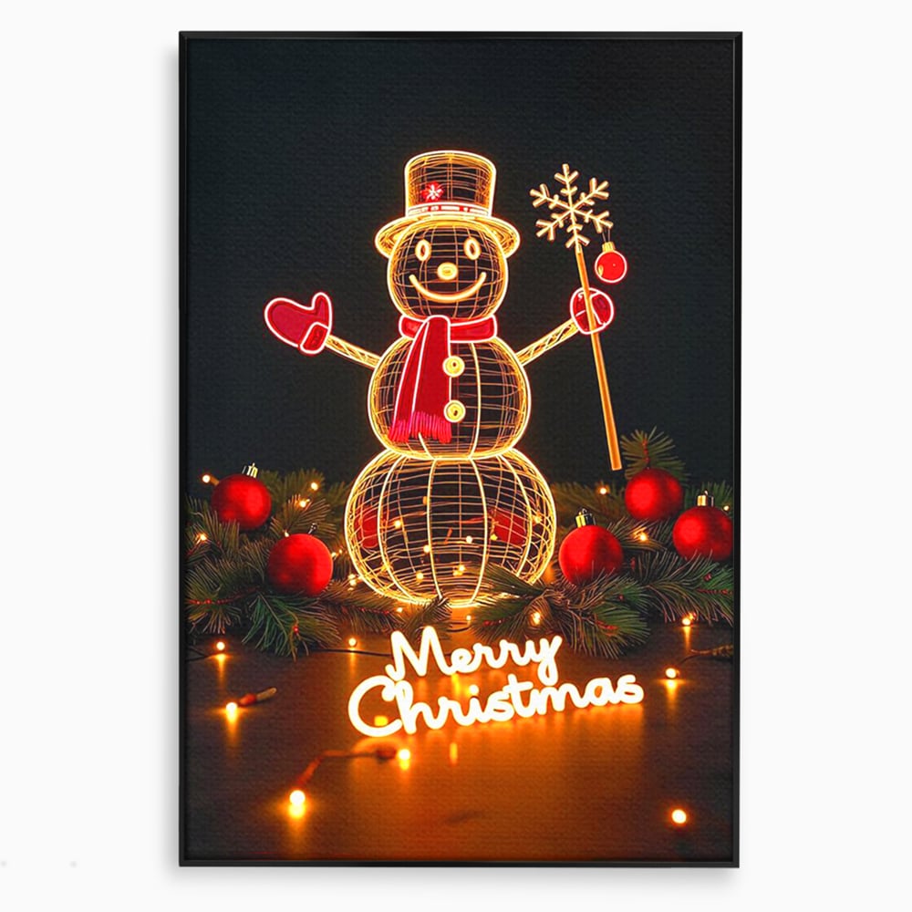 Leinwand Wandbilder Premium, LuxCanva® D1105, Urlaub Märchen, Lichter, Weihnachten, Schneemann, Schneekugeln, Rot, Rot, Glitter, Glitzer, Urlaub, Spaziergang, Straße, Park, Kinder, Wohnen, Schlafzimmer