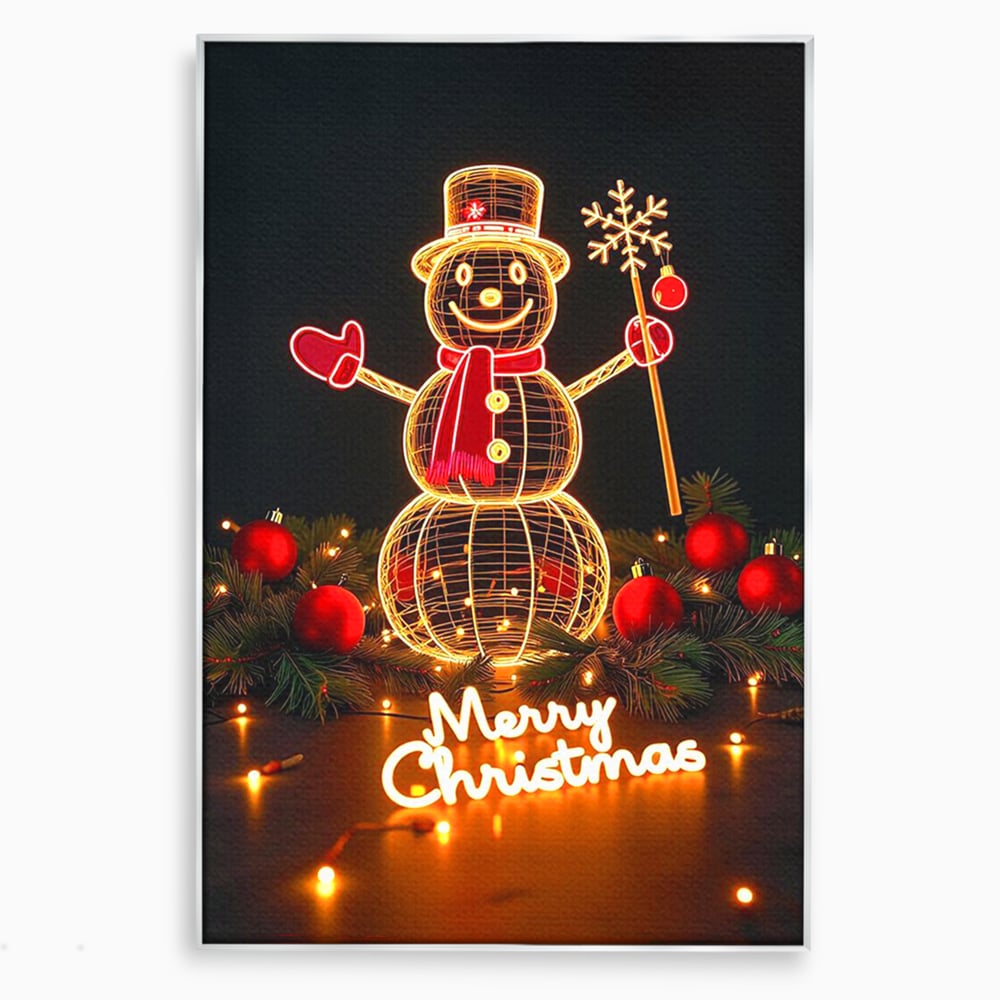 Leinwand Wandbilder Premium, LuxCanva® D1105, Urlaub Märchen, Lichter, Weihnachten, Schneemann, Schneekugeln, Rot, Rot, Glitter, Glitzer, Urlaub, Spaziergang, Straße, Park, Kinder, Wohnen, Schlafzimmer