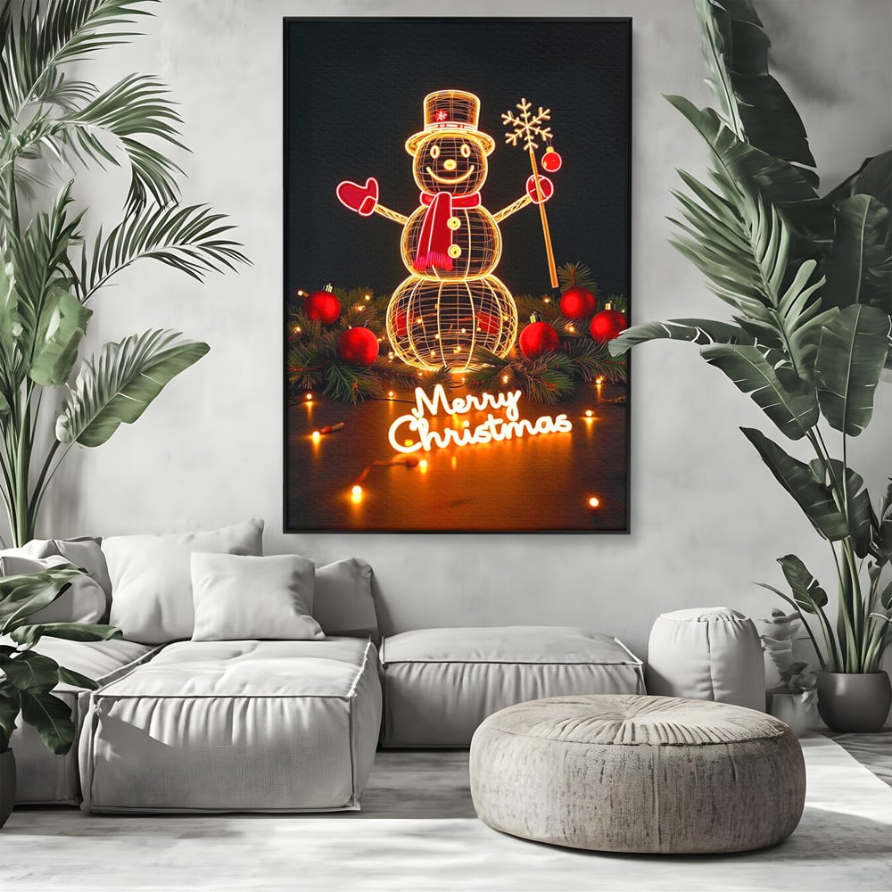 Leinwand Wandbilder Premium, LuxCanva® D1105, Urlaub Märchen, Lichter, Weihnachten, Schneemann, Schneekugeln, Rot, Rot, Glitter, Glitzer, Urlaub, Spaziergang, Straße, Park, Kinder, Wohnen, Schlafzimmer