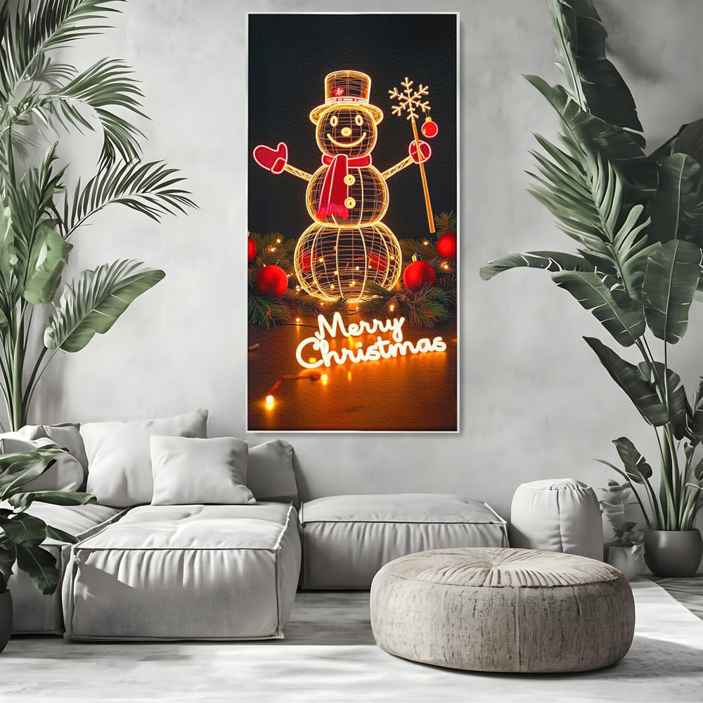 Leinwand Wandbilder Premium, LuxCanva® D1105, Urlaub Märchen, Lichter, Weihnachten, Schneemann, Schneekugeln, Rot, Rot, Glitter, Glitzer, Urlaub, Spaziergang, Straße, Park, Kinder, Wohnen, Schlafzimmer