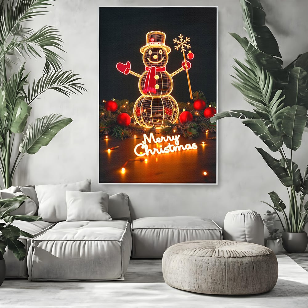Leinwand Wandbilder Premium, LuxCanva® D1105, Urlaub Märchen, Lichter, Weihnachten, Schneemann, Schneekugeln, Rot, Rot, Glitter, Glitzer, Urlaub, Spaziergang, Straße, Park, Kinder, Wohnen, Schlafzimmer