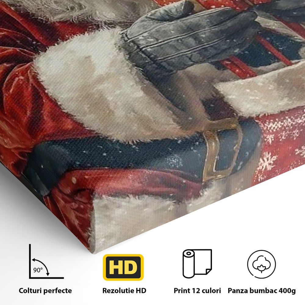 Tablou Canvas Premium, LuxCanva® D1107, Daruri din Inima, Mos, Craciun, Barba, Alba, Daruri, Brad, Noapte, Ajun, Copilarie, Visare, Dorinta, Generozitate, Iubire, Emotie, Living, Dormitor