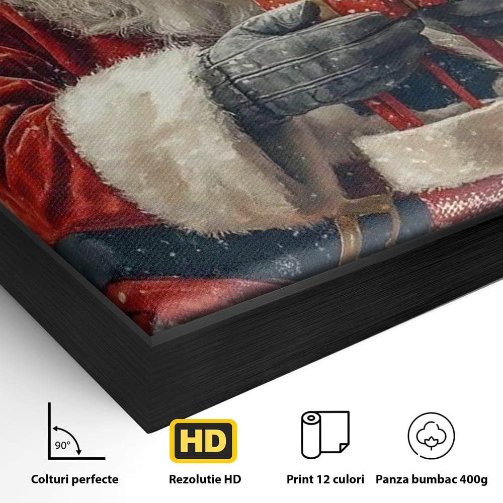 Tablou Canvas Premium, LuxCanva® D1107, Daruri din Inima, Mos, Craciun, Barba, Alba, Daruri, Brad, Noapte, Ajun, Copilarie, Visare, Dorinta, Generozitate, Iubire, Emotie, Living, Dormitor