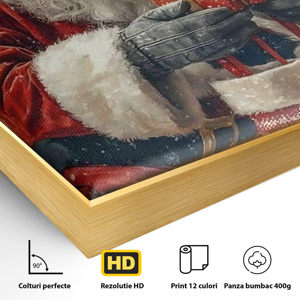 Tablou Canvas Premium, LuxCanva® D1107, Daruri din Inima, Mos, Craciun, Barba, Alba, Daruri, Brad, Noapte, Ajun, Copilarie, Visare, Dorinta, Generozitate, Iubire, Emotie, Living, Dormitor