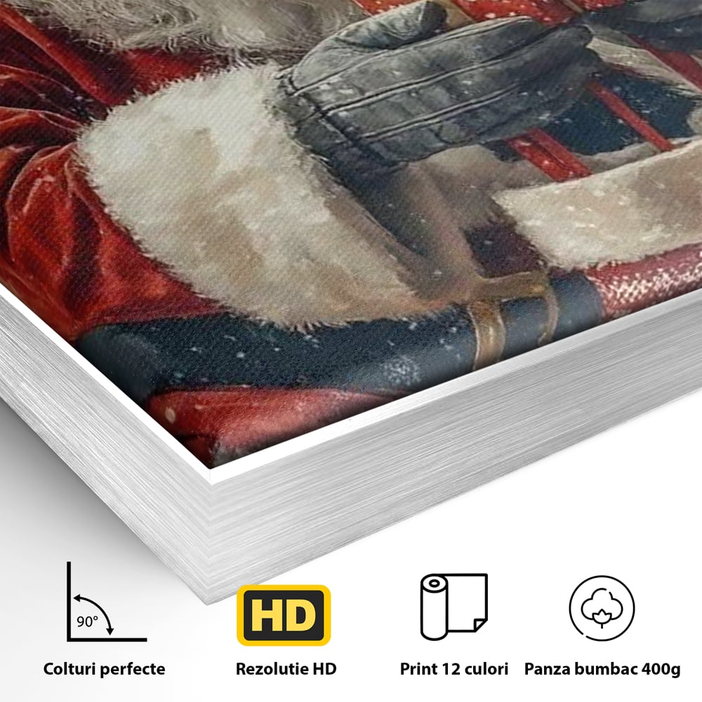Tablou Canvas Premium, LuxCanva® D1107, Daruri din Inima, Mos, Craciun, Barba, Alba, Daruri, Brad, Noapte, Ajun, Copilarie, Visare, Dorinta, Generozitate, Iubire, Emotie, Living, Dormitor