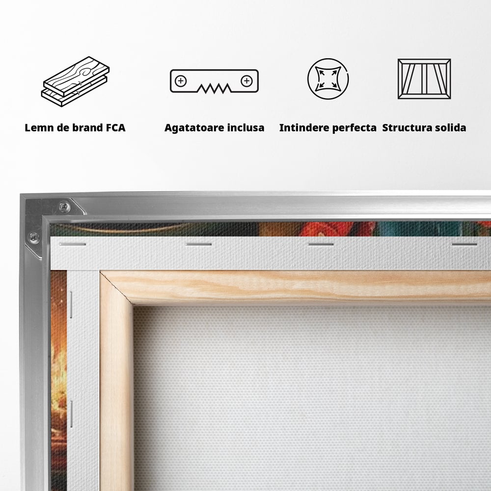 Canvas Wall Art Canvas Wall Art Premium, LuxCanva® D1108, Das perfekte Weihnachten, Winter, Weihnachten, Welpen, pelzig, pelzig, Tanne, Weihnachtsmann, Feuer, Kamin, Wärme, Sessel, Warten, Traum, Traum, Freude, Wohnen, Schlafzimmer