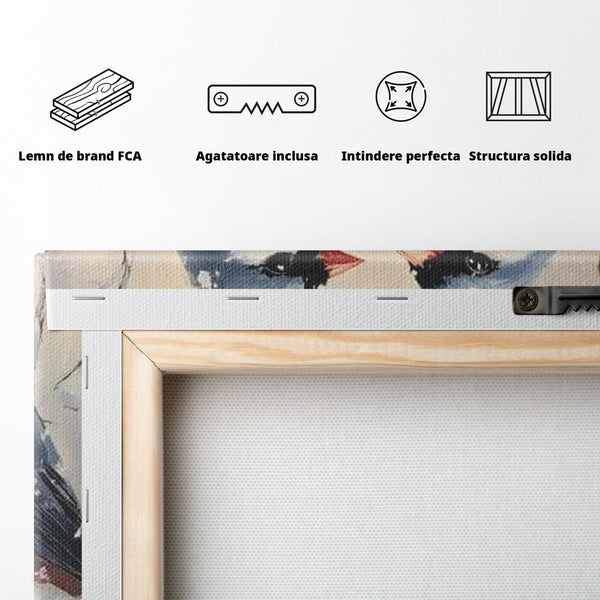 Tablou Canvas Premium, LuxCanva® D1109, Iubire Printre Fulgi, Cantec, Pereche, Iarna, Natura, Padure, Copac, Ramura, Cardinali, Cuplu, Iubire, Armonie, Pace, Zapada, Living, Dormitor