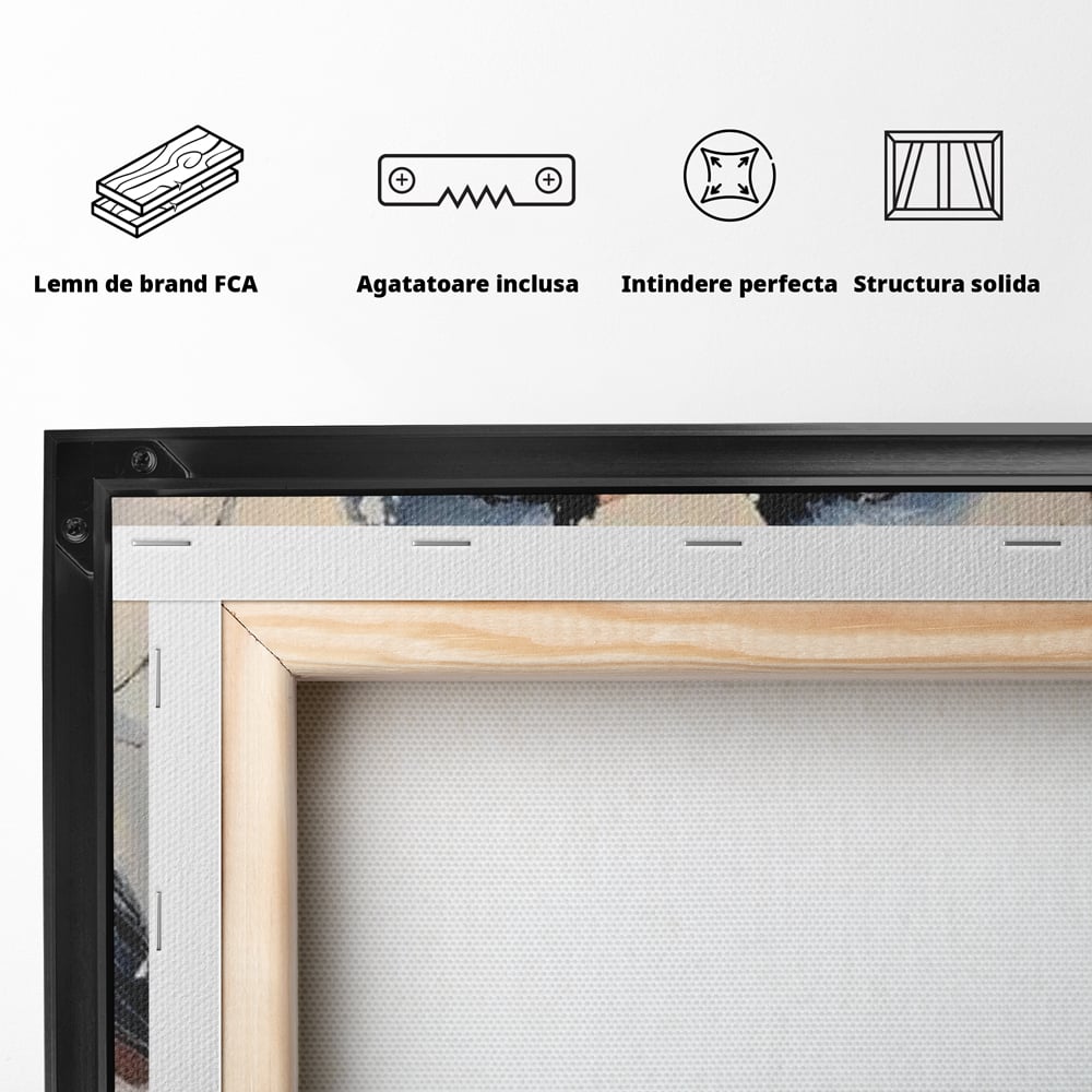 Tablou Canvas Premium, LuxCanva® D1109, Iubire Printre Fulgi, Cantec, Pereche, Iarna, Natura, Padure, Copac, Ramura, Cardinali, Cuplu, Iubire, Armonie, Pace, Zapada, Living, Dormitor