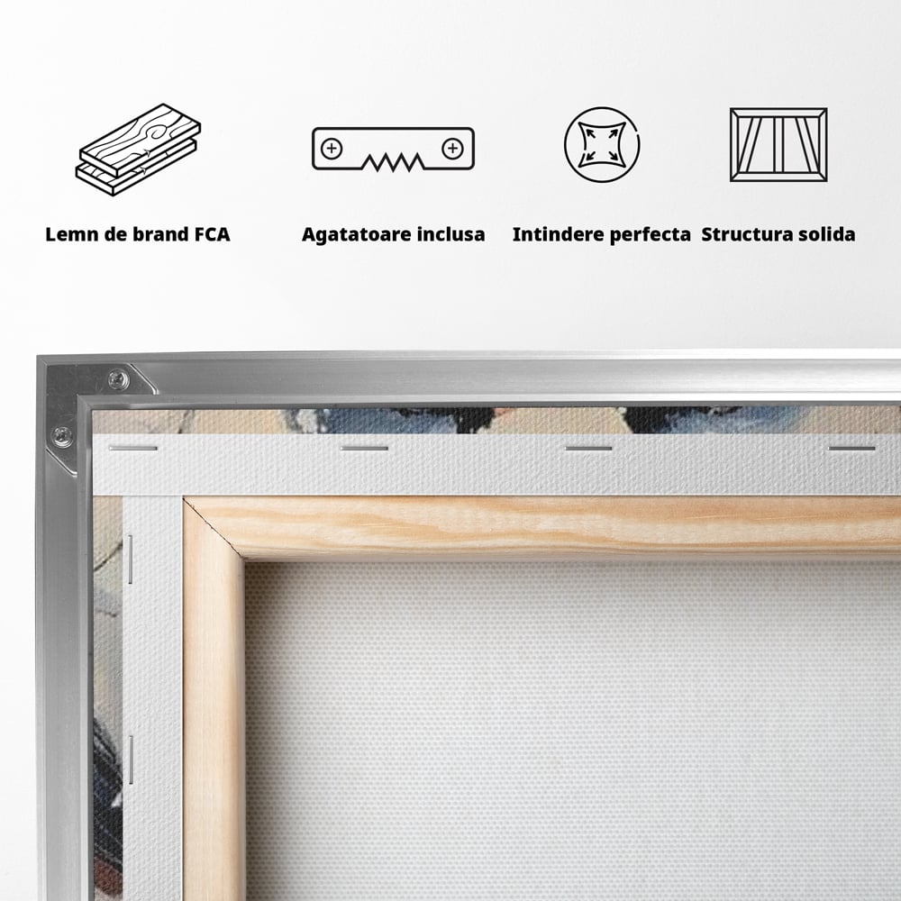 Tablou Canvas Premium, LuxCanva® D1109, Iubire Printre Fulgi, Cantec, Pereche, Iarna, Natura, Padure, Copac, Ramura, Cardinali, Cuplu, Iubire, Armonie, Pace, Zapada, Living, Dormitor