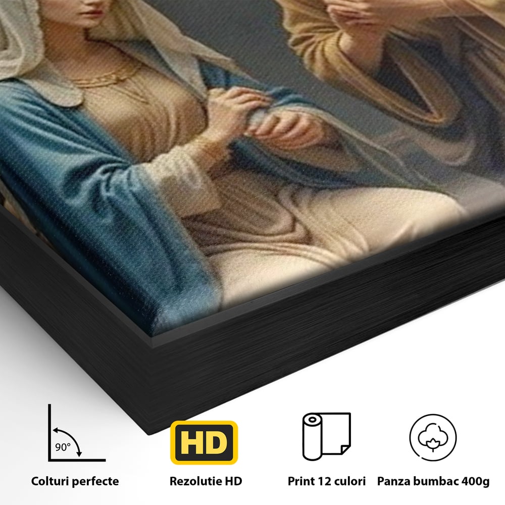 Tablou Canvas Premium, LuxCanva® D1112, Sfanta Familie, Liniste, Nastere, Betleem, Miracol, Craciun, Mantuitor, Isus, Inger, Fecioara, Maria, Iosif, Leagan, Prunc, Credinta, Har, Living, Dormitor