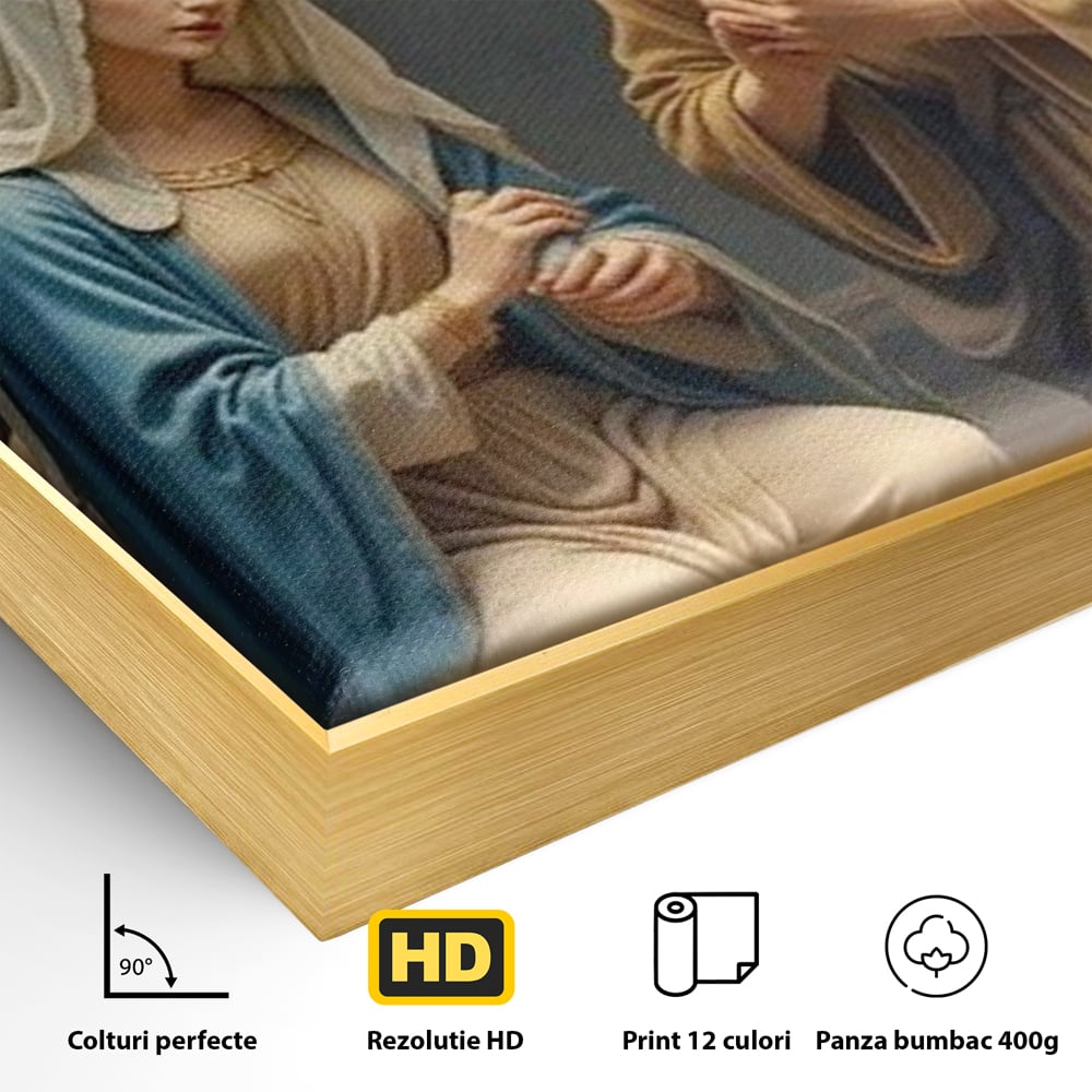 Tablou Canvas Premium, LuxCanva® D1112, Sfanta Familie, Liniste, Nastere, Betleem, Miracol, Craciun, Mantuitor, Isus, Inger, Fecioara, Maria, Iosif, Leagan, Prunc, Credinta, Har, Living, Dormitor