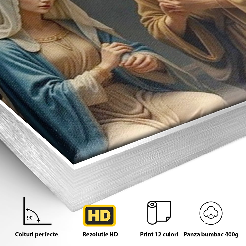 Tablou Canvas Premium, LuxCanva® D1112, Sfanta Familie, Liniste, Nastere, Betleem, Miracol, Craciun, Mantuitor, Isus, Inger, Fecioara, Maria, Iosif, Leagan, Prunc, Credinta, Har, Living, Dormitor