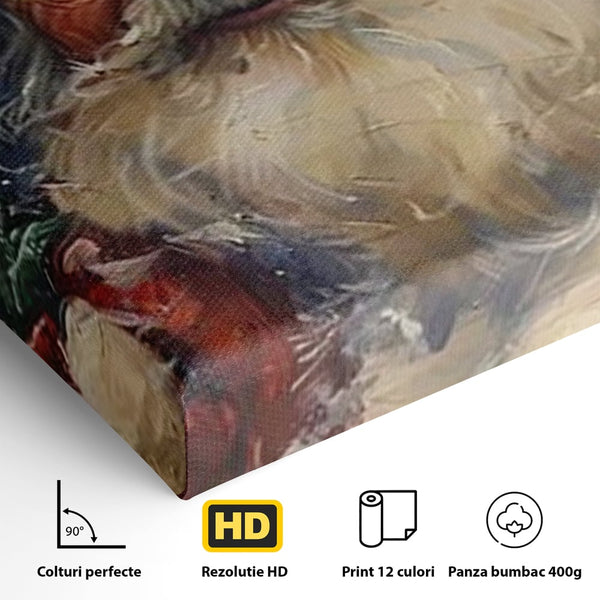 Tablou Canvas Premium, LuxCanva® D1113, Mosul Cel Bun, Zambet, Cadouri, Magie, Ajun, Noapte, Craciun, Brad, Traditie, Sarbatori, Desaga, Costum, Rosu, Barba, Alb, Emotie, Living, Dormitor