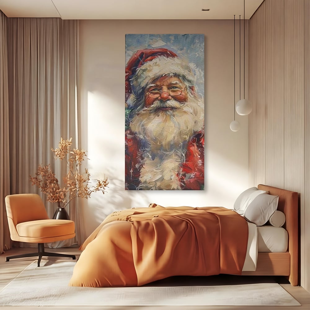 Tablou Canvas Premium, LuxCanva® D1113, Mosul Cel Bun, Zambet, Cadouri, Magie, Ajun, Noapte, Craciun, Brad, Traditie, Sarbatori, Desaga, Costum, Rosu, Barba, Alb, Emotie, Living, Dormitor