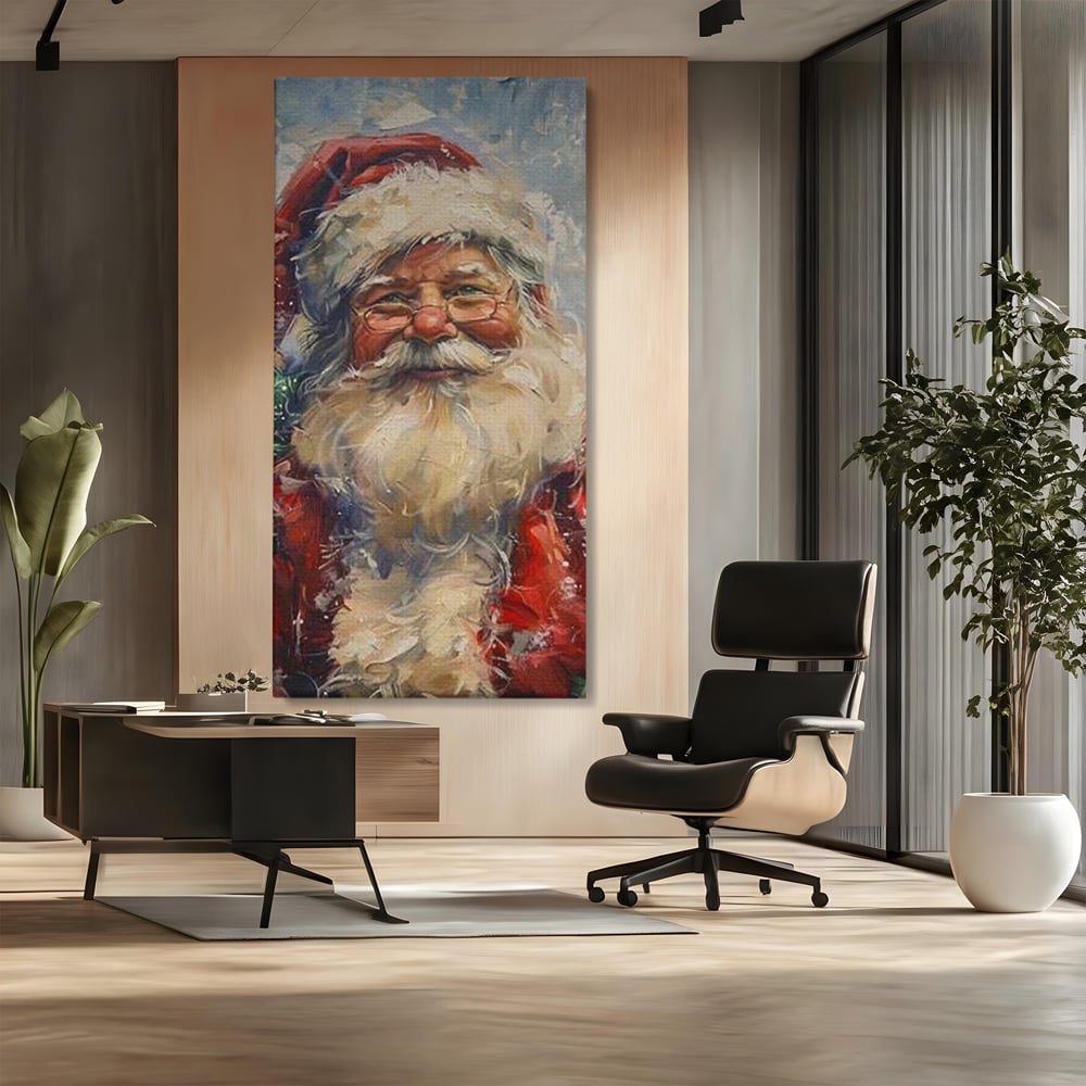 Tablou Canvas Premium, LuxCanva® D1113, Mosul Cel Bun, Zambet, Cadouri, Magie, Ajun, Noapte, Craciun, Brad, Traditie, Sarbatori, Desaga, Costum, Rosu, Barba, Alb, Emotie, Living, Dormitor