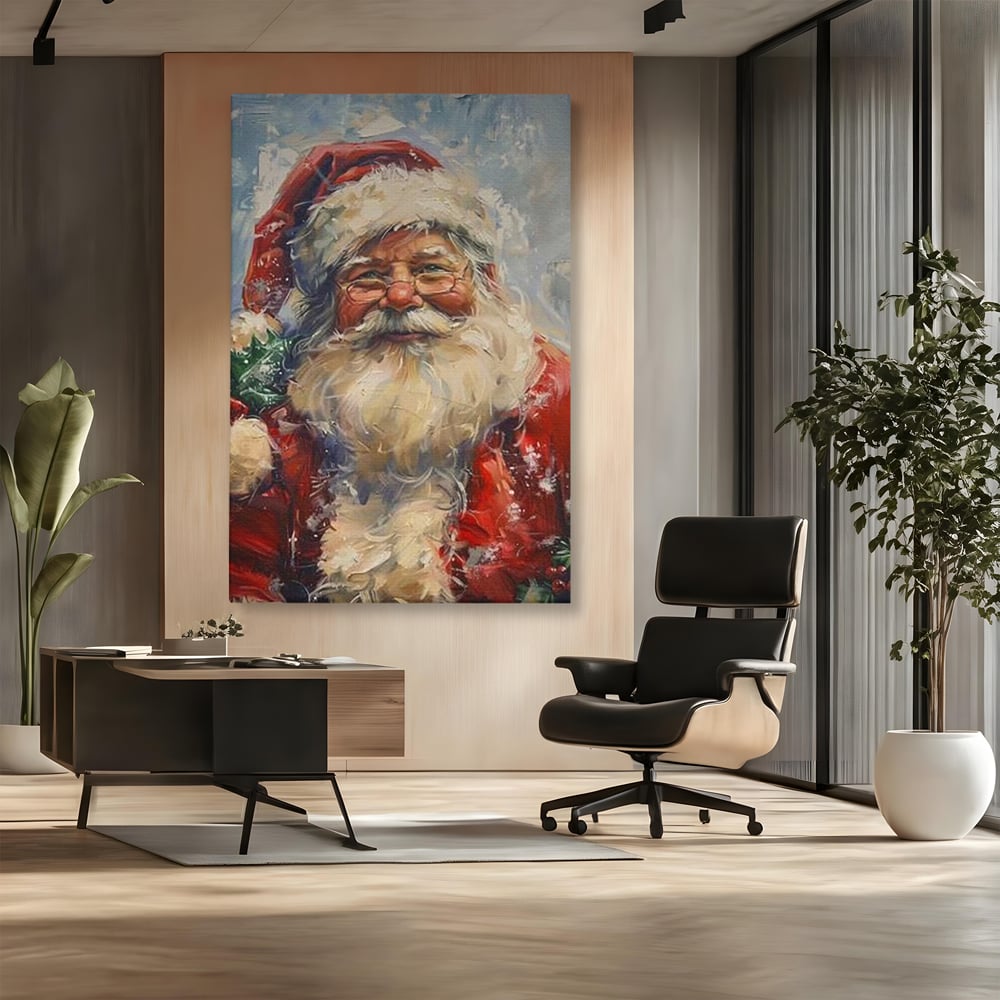 Tablou Canvas Premium, LuxCanva® D1113, Mosul Cel Bun, Zambet, Cadouri, Magie, Ajun, Noapte, Craciun, Brad, Traditie, Sarbatori, Desaga, Costum, Rosu, Barba, Alb, Emotie, Living, Dormitor