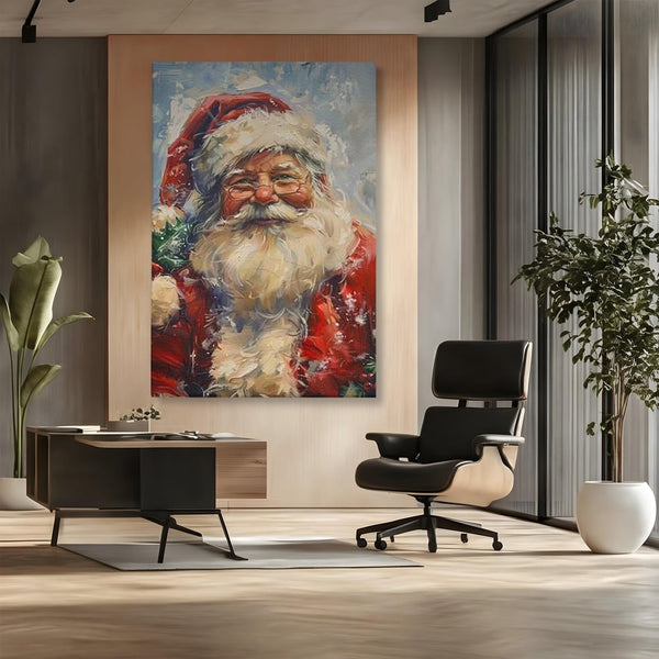 Tablou Canvas Premium, LuxCanva® D1113, Mosul Cel Bun, Zambet, Cadouri, Magie, Ajun, Noapte, Craciun, Brad, Traditie, Sarbatori, Desaga, Costum, Rosu, Barba, Alb, Emotie, Living, Dormitor