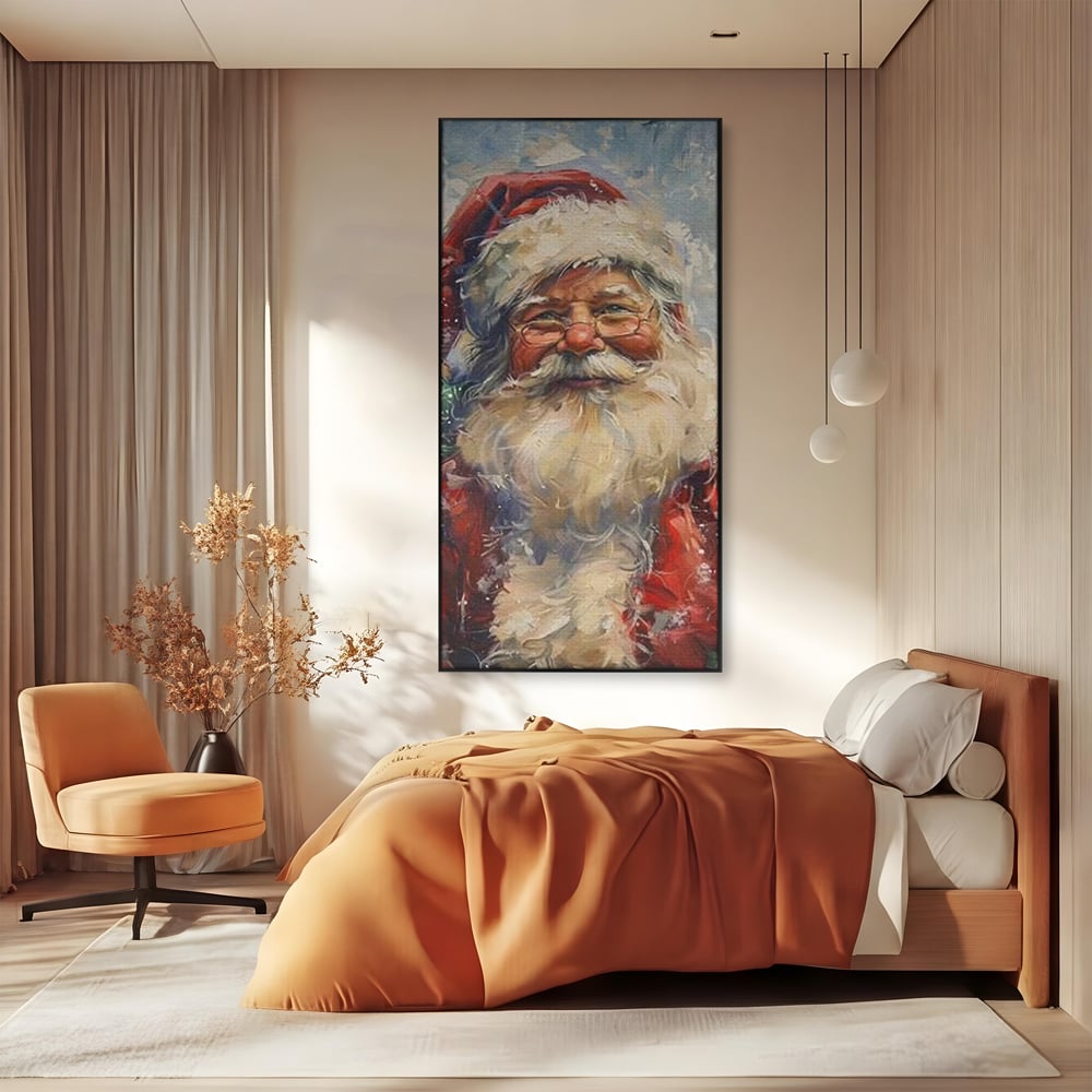 Tablou Canvas Premium, LuxCanva® D1113, Mosul Cel Bun, Zambet, Cadouri, Magie, Ajun, Noapte, Craciun, Brad, Traditie, Sarbatori, Desaga, Costum, Rosu, Barba, Alb, Emotie, Living, Dormitor