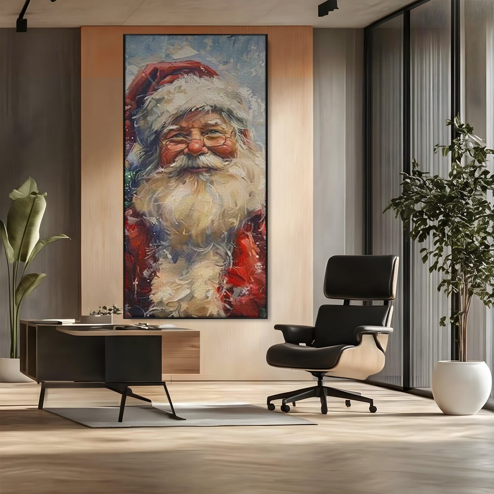 Tablou Canvas Premium, LuxCanva® D1113, Mosul Cel Bun, Zambet, Cadouri, Magie, Ajun, Noapte, Craciun, Brad, Traditie, Sarbatori, Desaga, Costum, Rosu, Barba, Alb, Emotie, Living, Dormitor