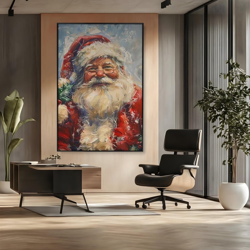 Tablou Canvas Premium, LuxCanva® D1113, Mosul Cel Bun, Zambet, Cadouri, Magie, Ajun, Noapte, Craciun, Brad, Traditie, Sarbatori, Desaga, Costum, Rosu, Barba, Alb, Emotie, Living, Dormitor