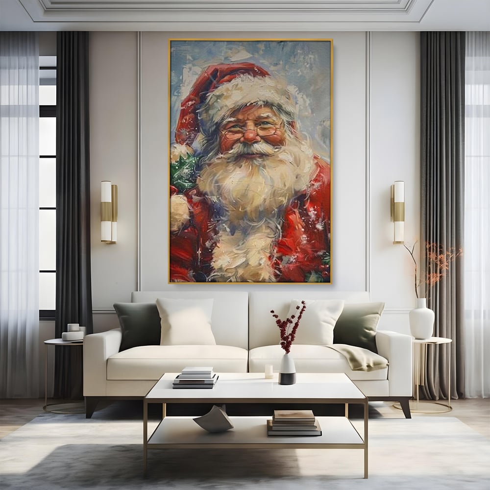 Tablou Canvas Premium, LuxCanva® D1113, Mosul Cel Bun, Zambet, Cadouri, Magie, Ajun, Noapte, Craciun, Brad, Traditie, Sarbatori, Desaga, Costum, Rosu, Barba, Alb, Emotie, Living, Dormitor