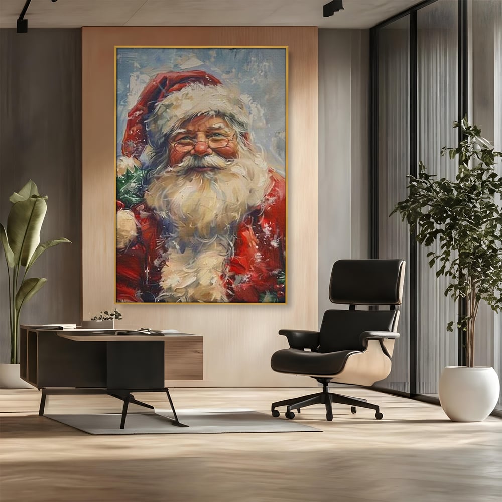 Tablou Canvas Premium, LuxCanva® D1113, Mosul Cel Bun, Zambet, Cadouri, Magie, Ajun, Noapte, Craciun, Brad, Traditie, Sarbatori, Desaga, Costum, Rosu, Barba, Alb, Emotie, Living, Dormitor
