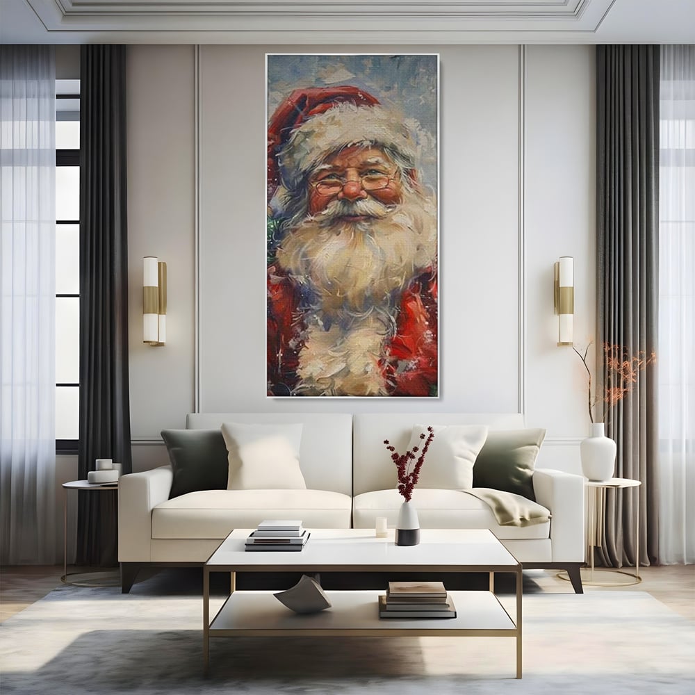 Tablou Canvas Premium, LuxCanva® D1113, Mosul Cel Bun, Zambet, Cadouri, Magie, Ajun, Noapte, Craciun, Brad, Traditie, Sarbatori, Desaga, Costum, Rosu, Barba, Alb, Emotie, Living, Dormitor