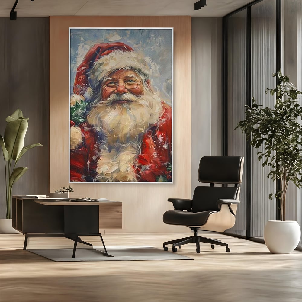 Tablou Canvas Premium, LuxCanva® D1113, Mosul Cel Bun, Zambet, Cadouri, Magie, Ajun, Noapte, Craciun, Brad, Traditie, Sarbatori, Desaga, Costum, Rosu, Barba, Alb, Emotie, Living, Dormitor