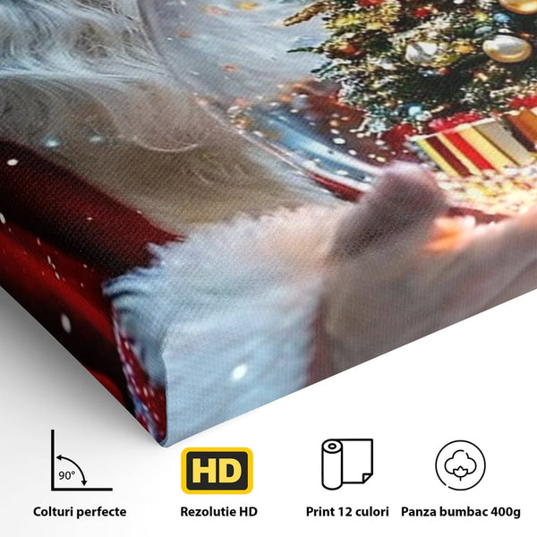 Canvas Wall Art Premium, LuxCanva® D1119, Wunder der Palme, Traum, großzügig, Globus, Kristall, Geheimnis, Geschenk, Magie, Kugel, Kugel, Hand, Geschenk, Weihnachtsmann, Wohnen, Schlafzimmer