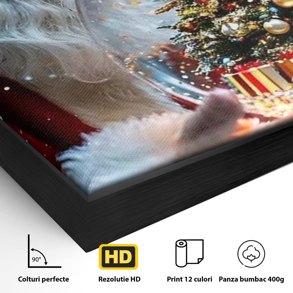 Canvas Wall Art Premium, LuxCanva® D1119, Wunder der Palme, Traum, großzügig, Globus, Kristall, Geheimnis, Geschenk, Magie, Kugel, Kugel, Hand, Geschenk, Weihnachtsmann, Wohnen, Schlafzimmer