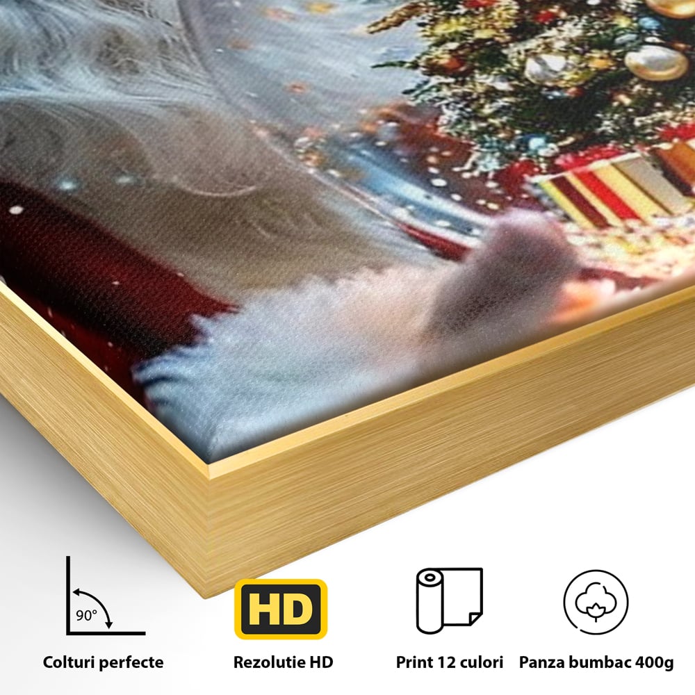 Canvas Wall Art Premium, LuxCanva® D1119, Wunder der Palme, Traum, großzügig, Globus, Kristall, Geheimnis, Geschenk, Magie, Kugel, Kugel, Hand, Geschenk, Weihnachtsmann, Wohnen, Schlafzimmer