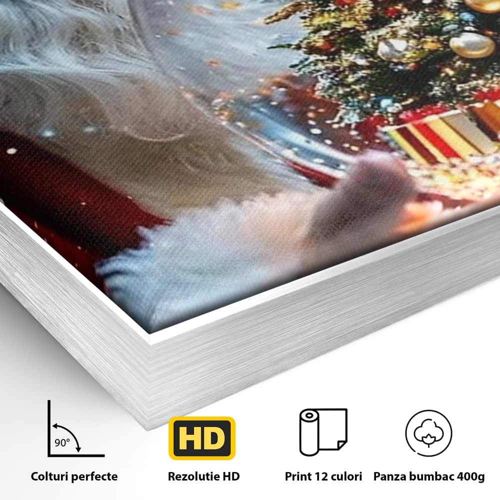 Canvas Wall Art Premium, LuxCanva® D1119, Wunder der Palme, Traum, großzügig, Globus, Kristall, Geheimnis, Geschenk, Magie, Kugel, Kugel, Hand, Geschenk, Weihnachtsmann, Wohnen, Schlafzimmer